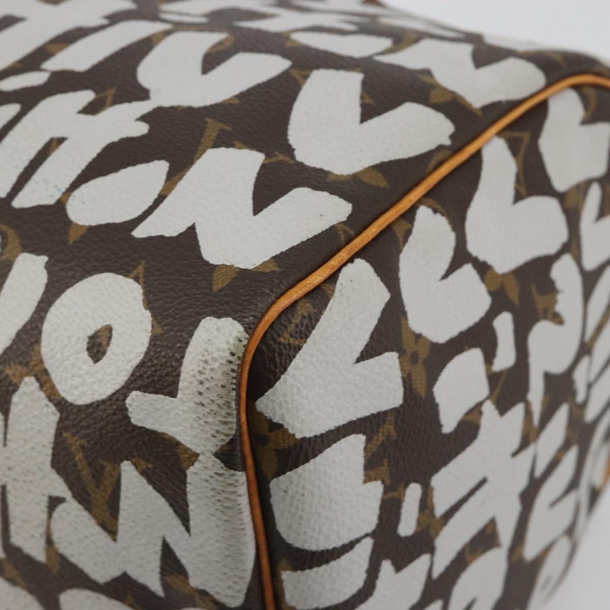 LOUIS VUITTON Monogram Graffiti Speedy 30 Bag White M92195 LV Auth 192043SAV