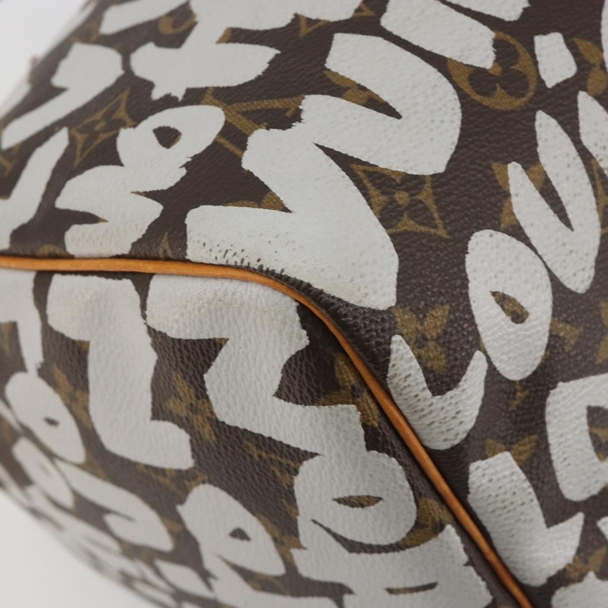 LOUIS VUITTON Monogram Graffiti Speedy 30 Bag White M92195 LV Auth 192043SAV