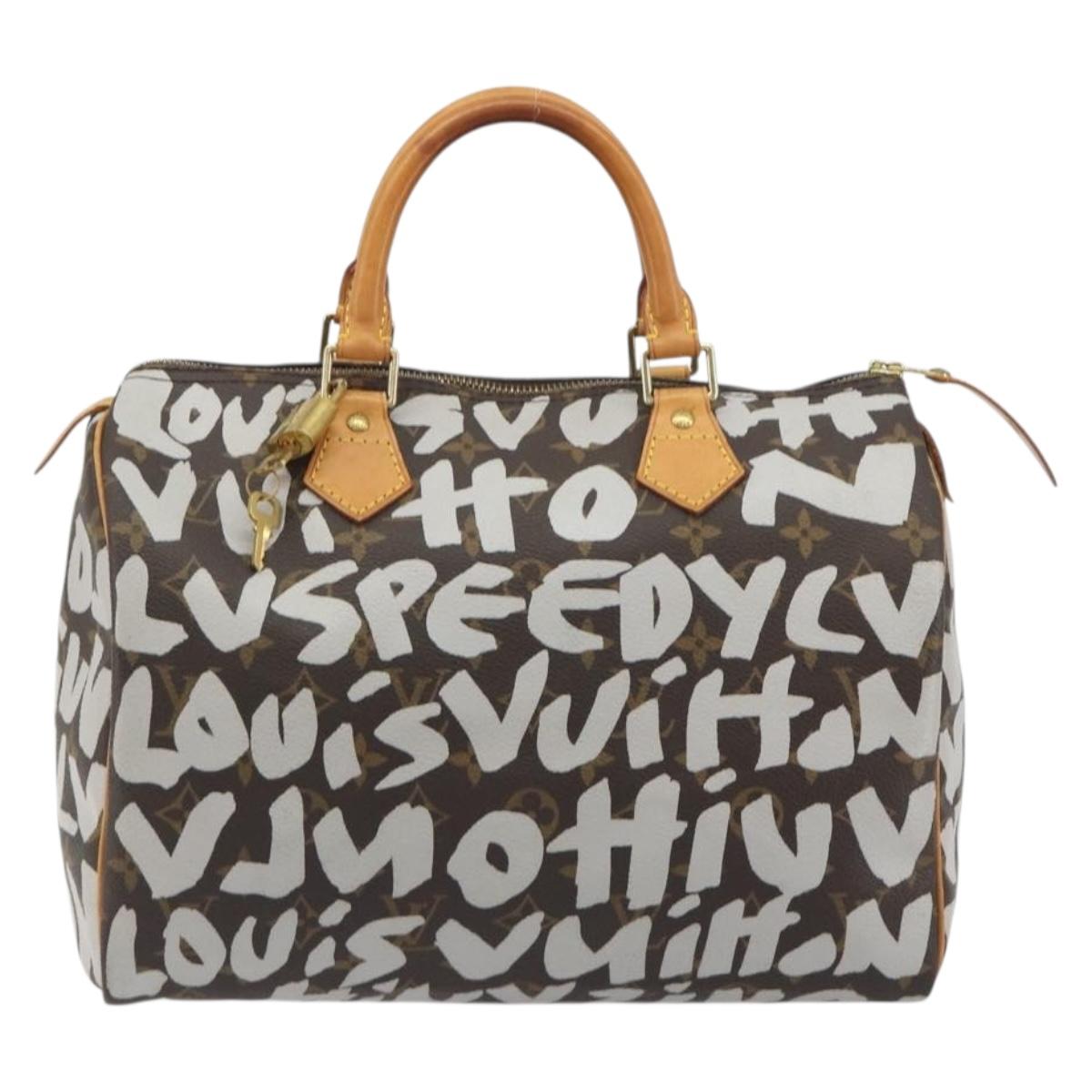LOUIS VUITTON Monogram Graffiti Speedy 30 Bag White M92195 LV Auth 192043SAV