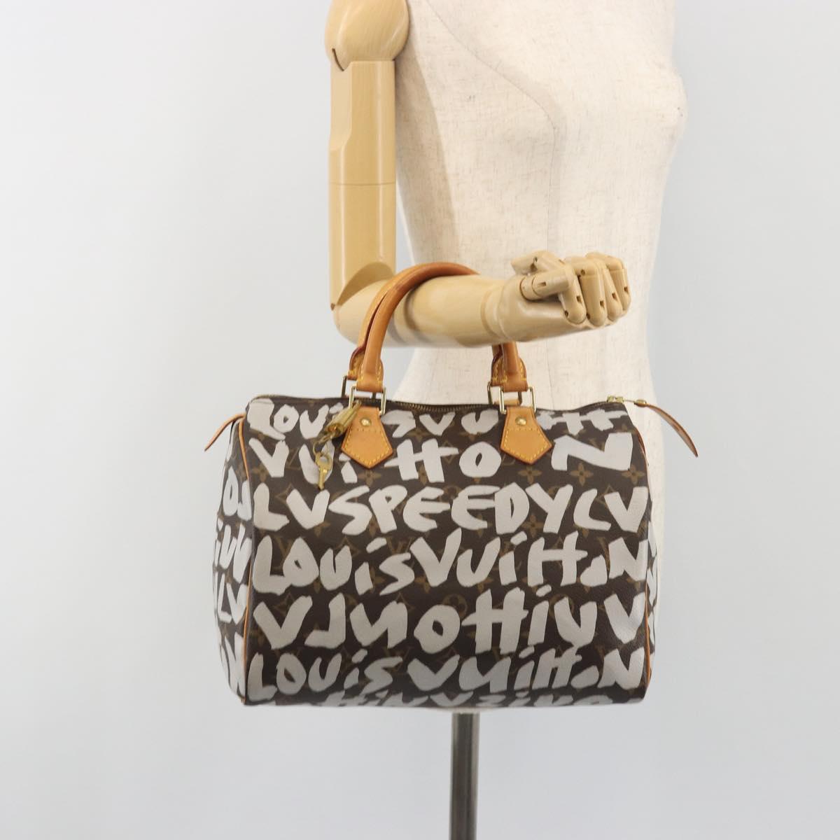 LOUIS VUITTON Monogram Graffiti Speedy 30 Bag White M92195 LV Auth 192043SAV