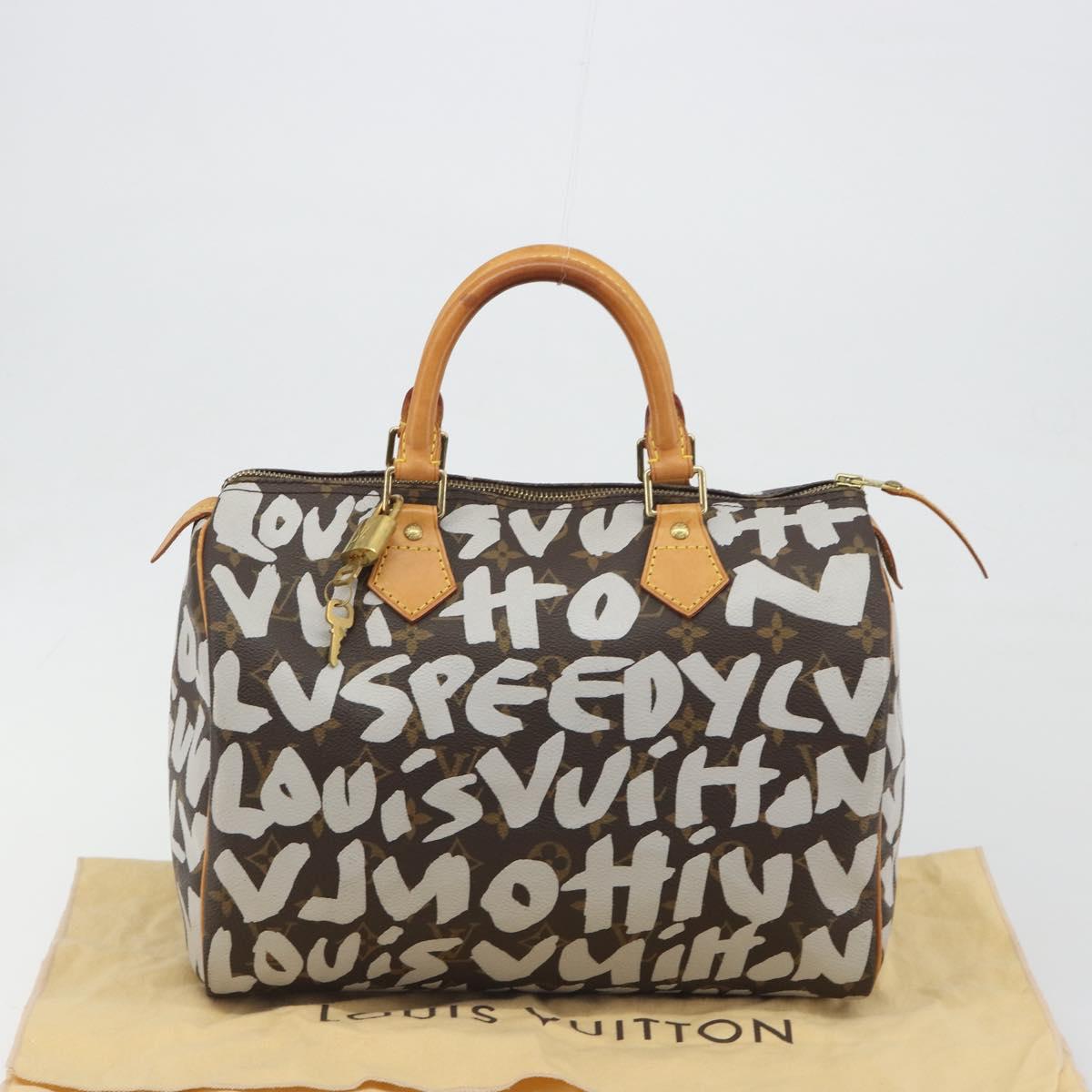 LOUIS VUITTON Monogram Graffiti Speedy 30 Bag White M92195 LV Auth 192043SAV