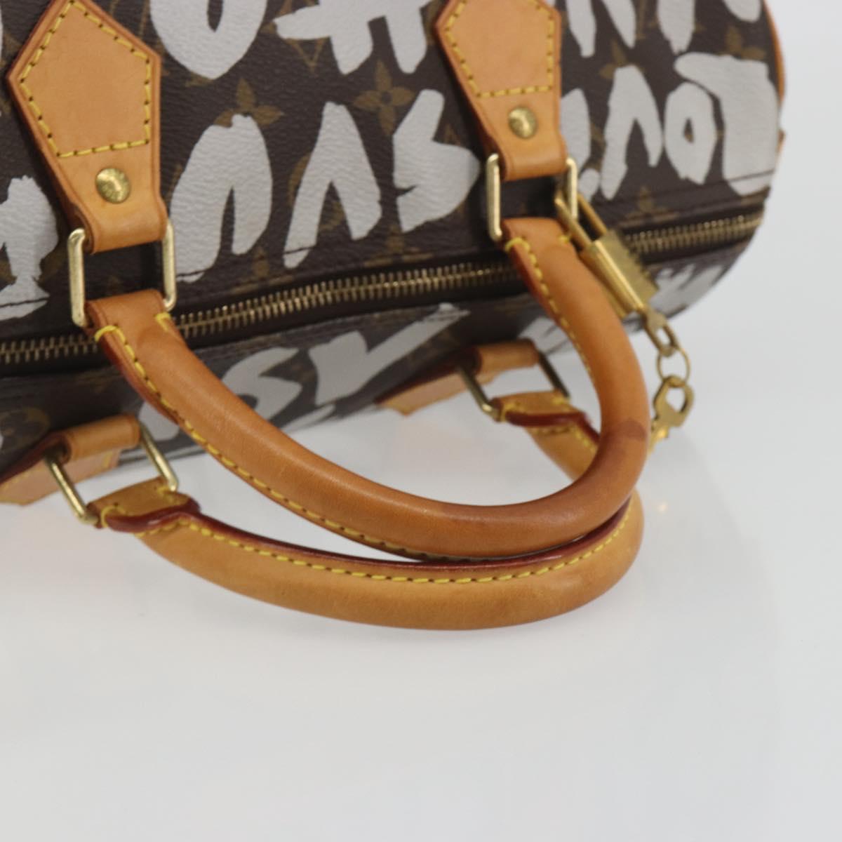 LOUIS VUITTON Monogram Graffiti Speedy 30 Bag White M92195 LV Auth 192043SAV