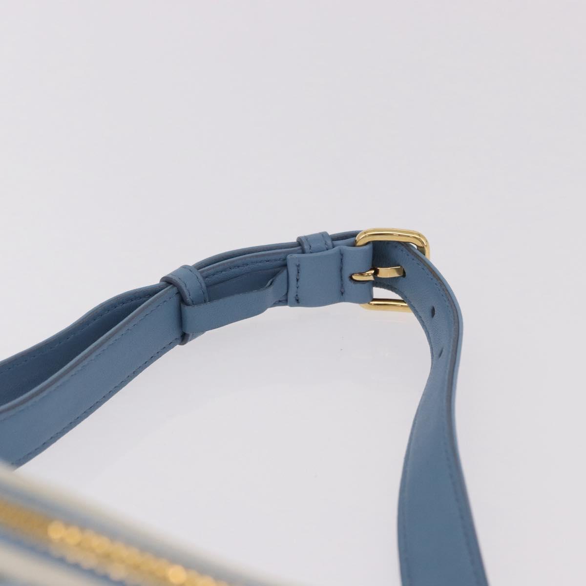 Miu Miu Matelasse Body Bag Canvas Light Blue Gold Auth 192044V