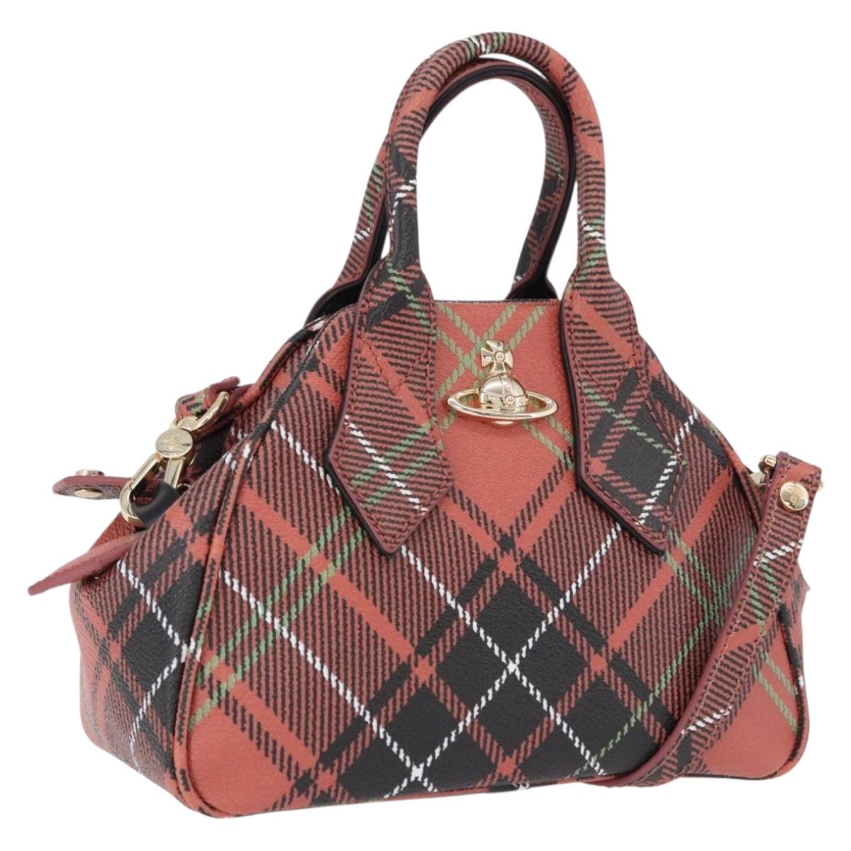 Vivienne Westwood Hand Bag PVC Canvas 2way Gold Red Auth 192046A