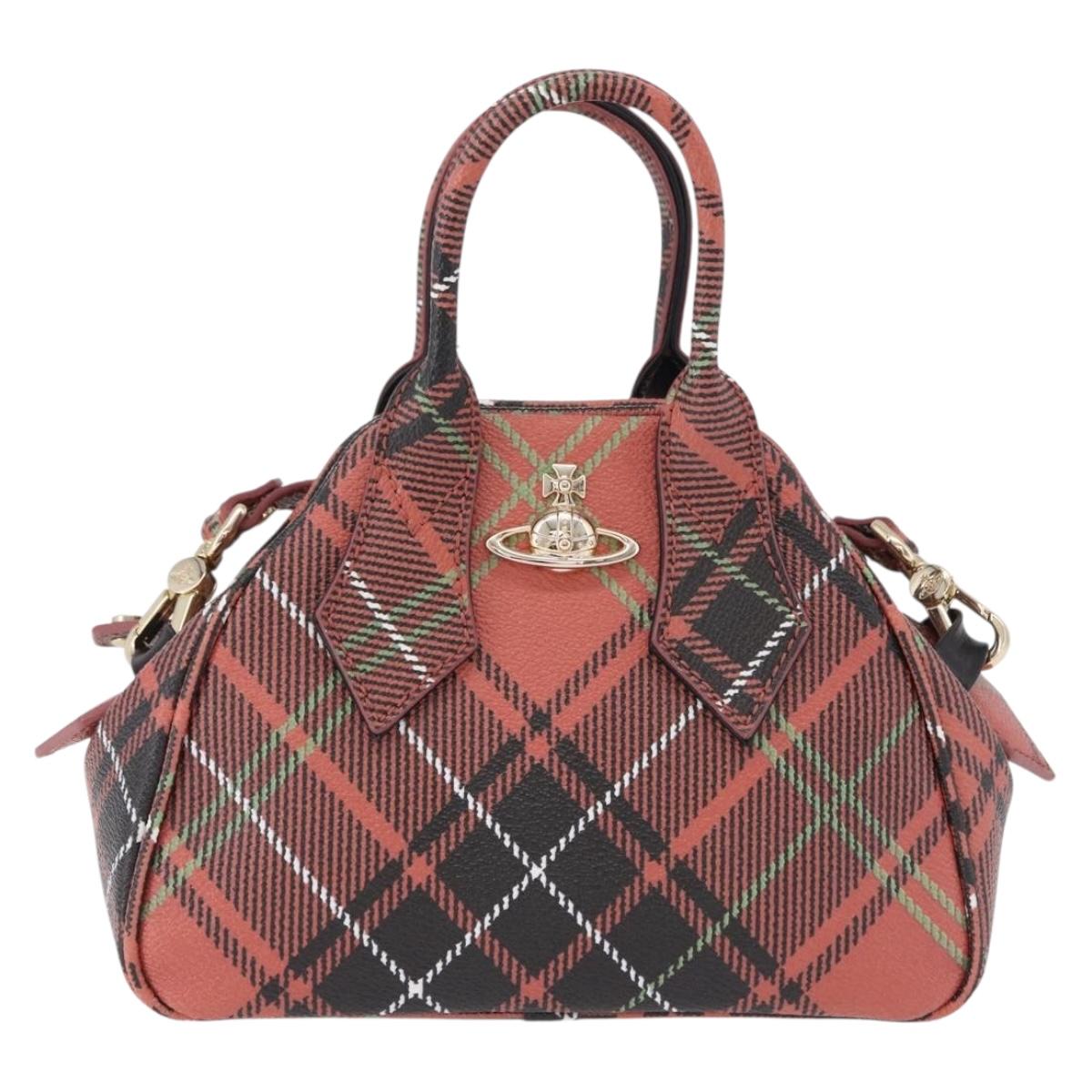 Vivienne Westwood Hand Bag PVC Canvas 2way Gold Red Auth 192046A