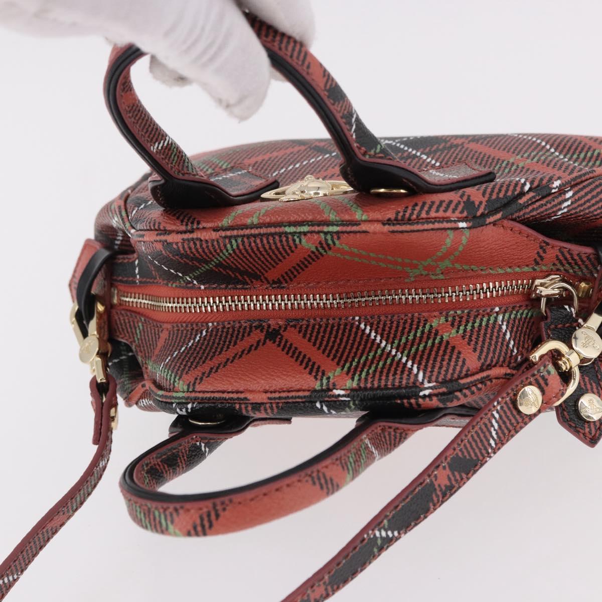 Vivienne Westwood Hand Bag PVC Canvas 2way Gold Red Auth 192046A