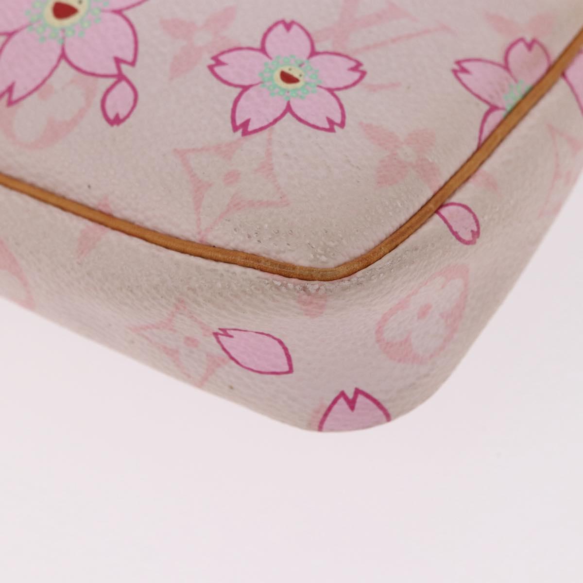 LOUIS VUITTON Cherry Blossom Pochette Accessoires Pouch Rose M92007 Auth 192052V