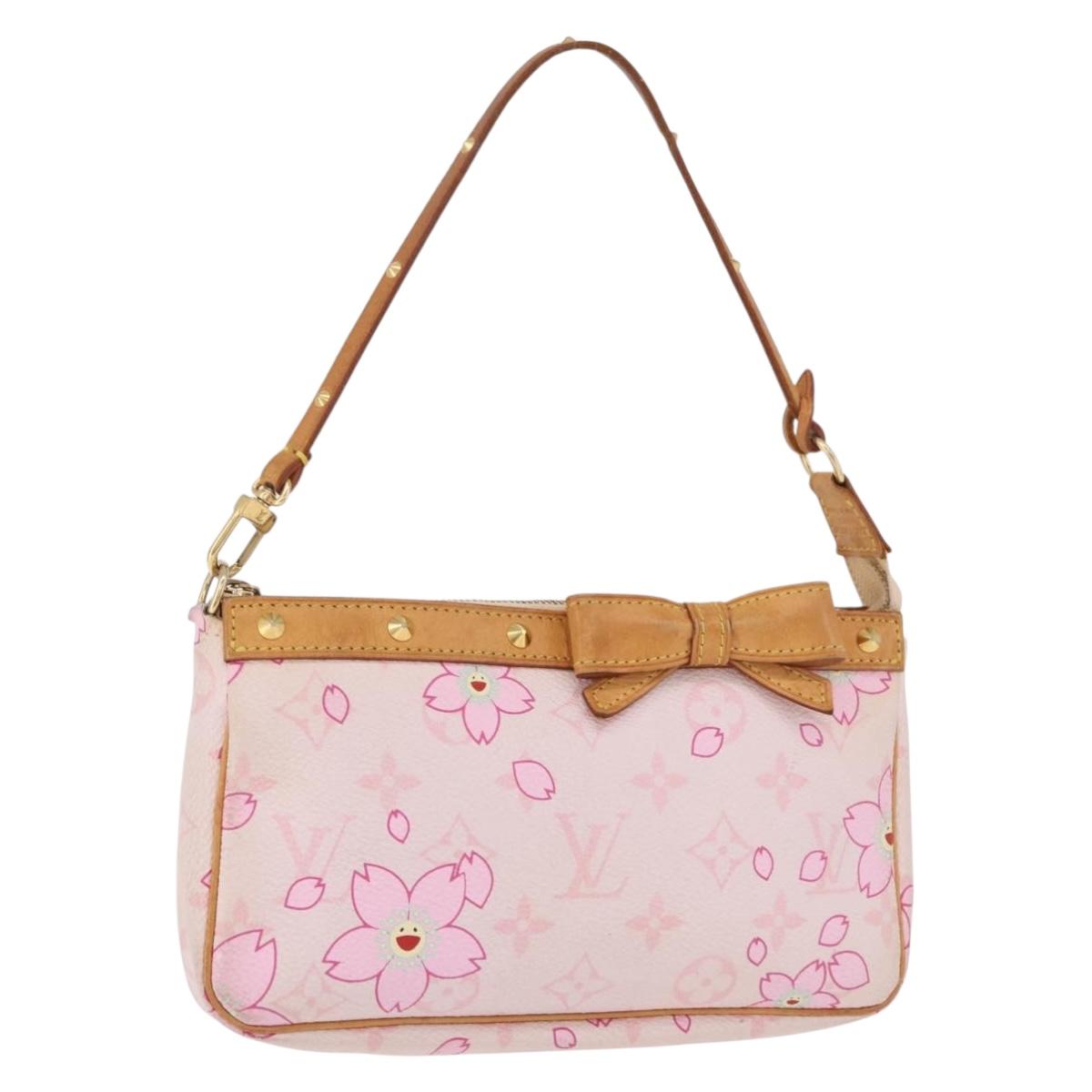 LOUIS VUITTON Cherry Blossom Pochette Accessoires Pouch Rose M92007 Auth 192052V