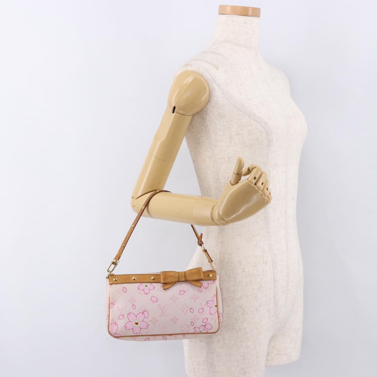 LOUIS VUITTON Cherry Blossom Pochette Accessoires Pouch Rose M92007 Auth 192052V