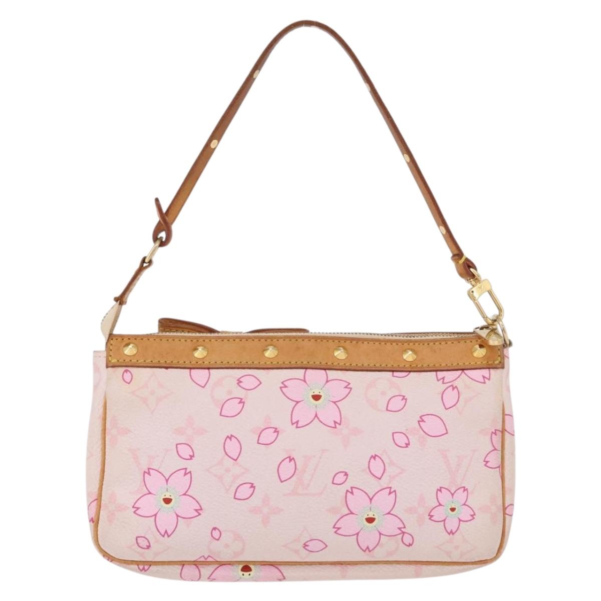 LOUIS VUITTON Cherry Blossom Pochette Accessoires Pouch Rose M92007 Auth 192052V