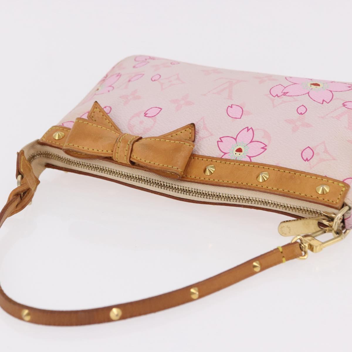 LOUIS VUITTON Cherry Blossom Pochette Accessoires Pouch Rose M92007 Auth 192052V
