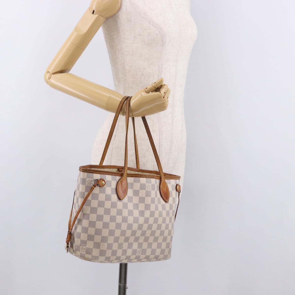 LOUIS VUITTON Damier Azur Neverfull PM Tote Bag N41362 LV Auth 192055