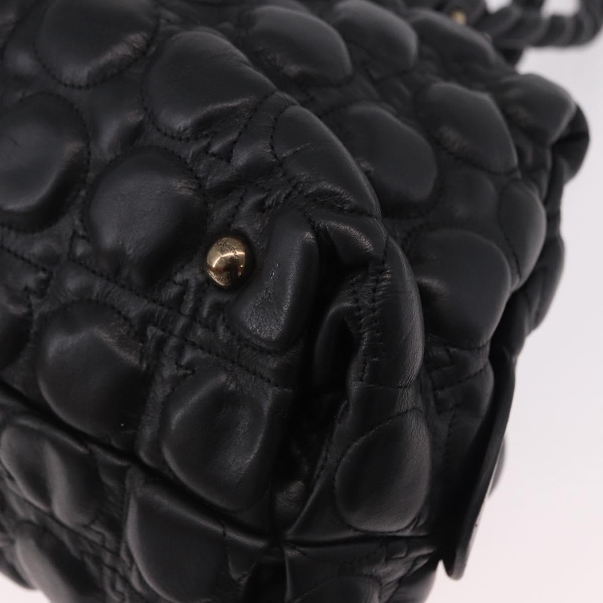 Salvatore Ferragamo Gancini Boston Bag Leather Black Silver Auth 192056V