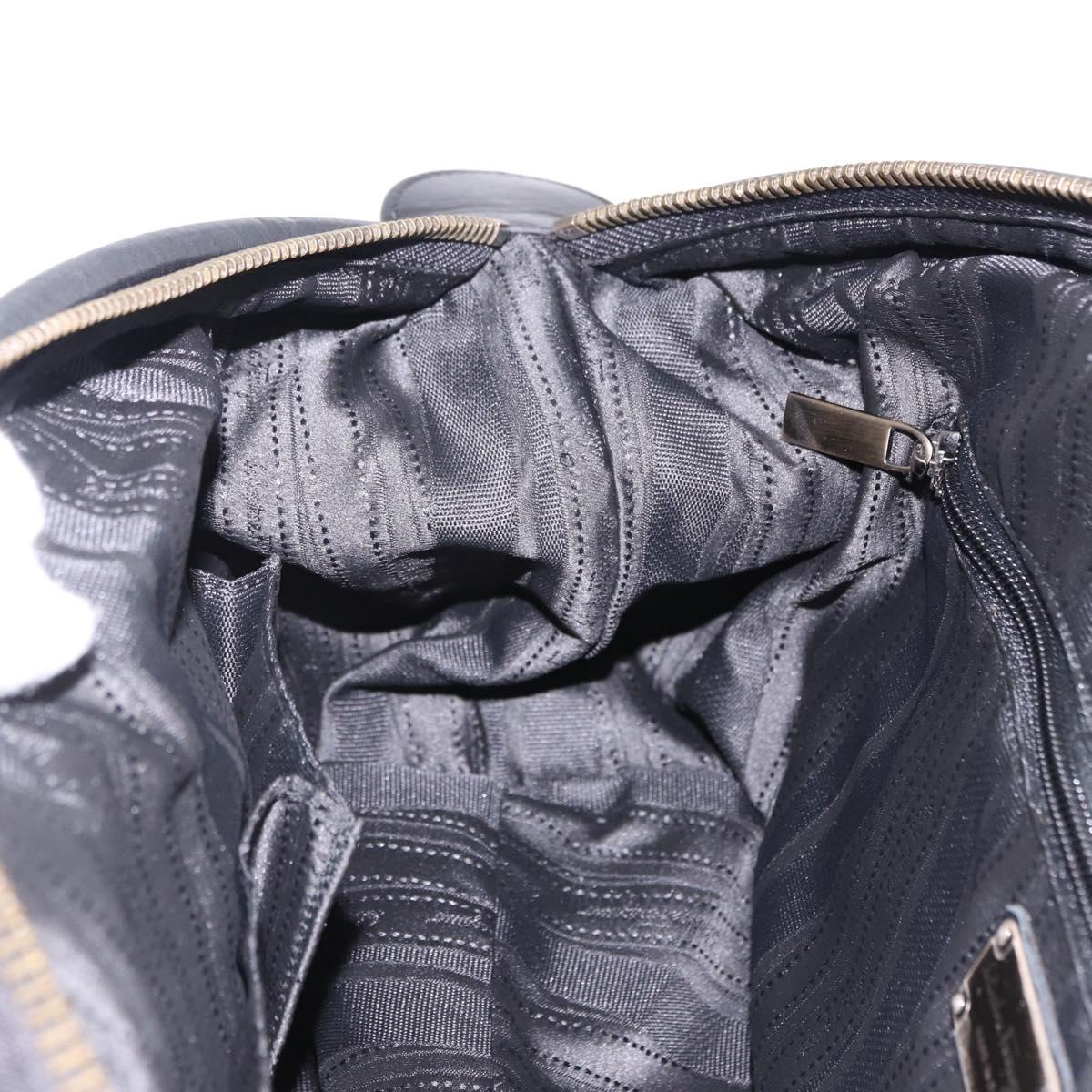 Salvatore Ferragamo Gancini Boston Bag Leather Black Silver Auth 192056V