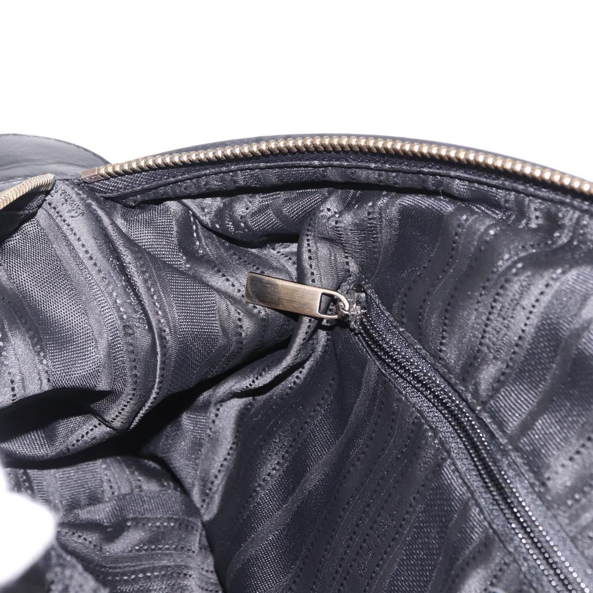 Salvatore Ferragamo Gancini Boston Bag Leather Black Silver Auth 192056V