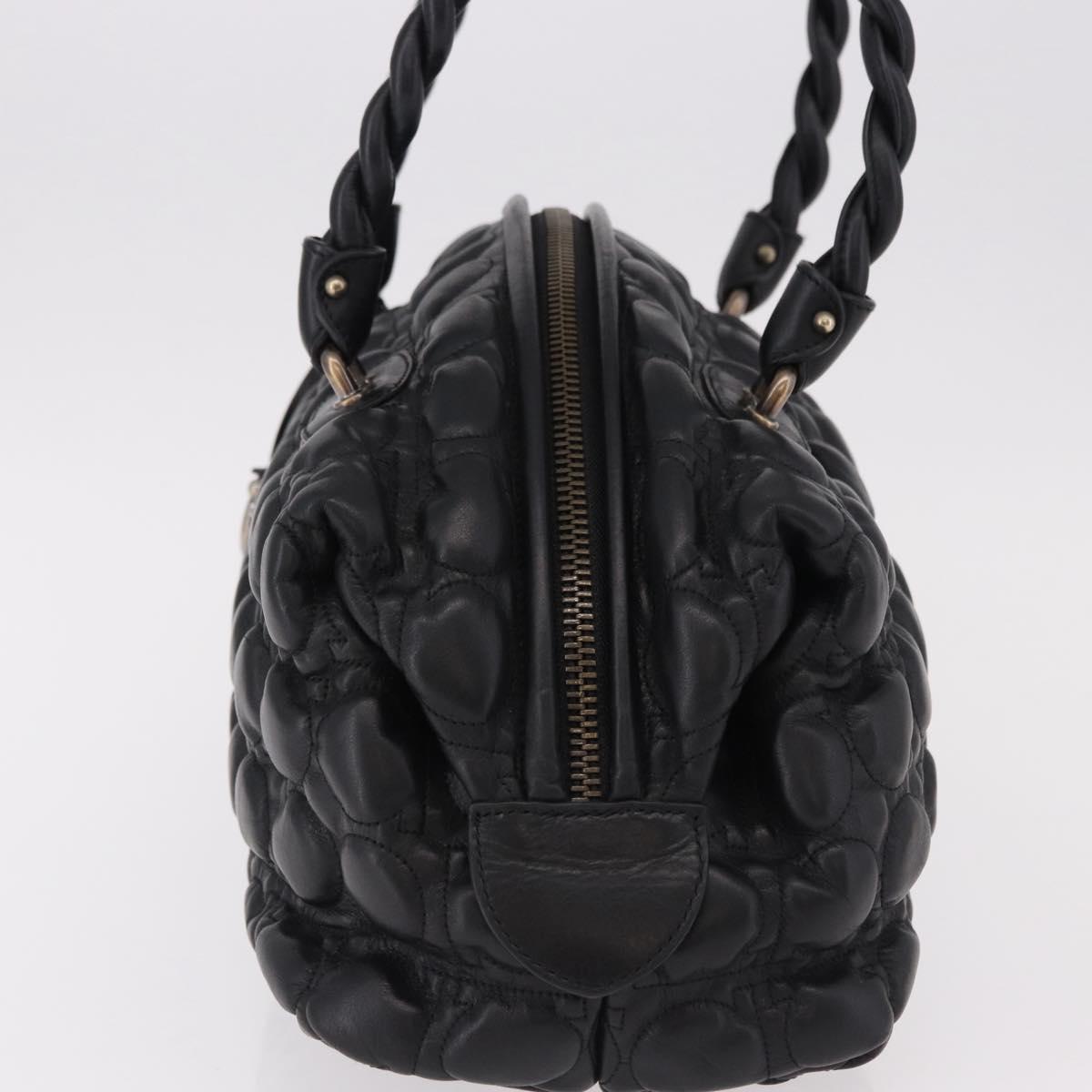 Salvatore Ferragamo Gancini Boston Bag Leather Black Silver Auth 192056V