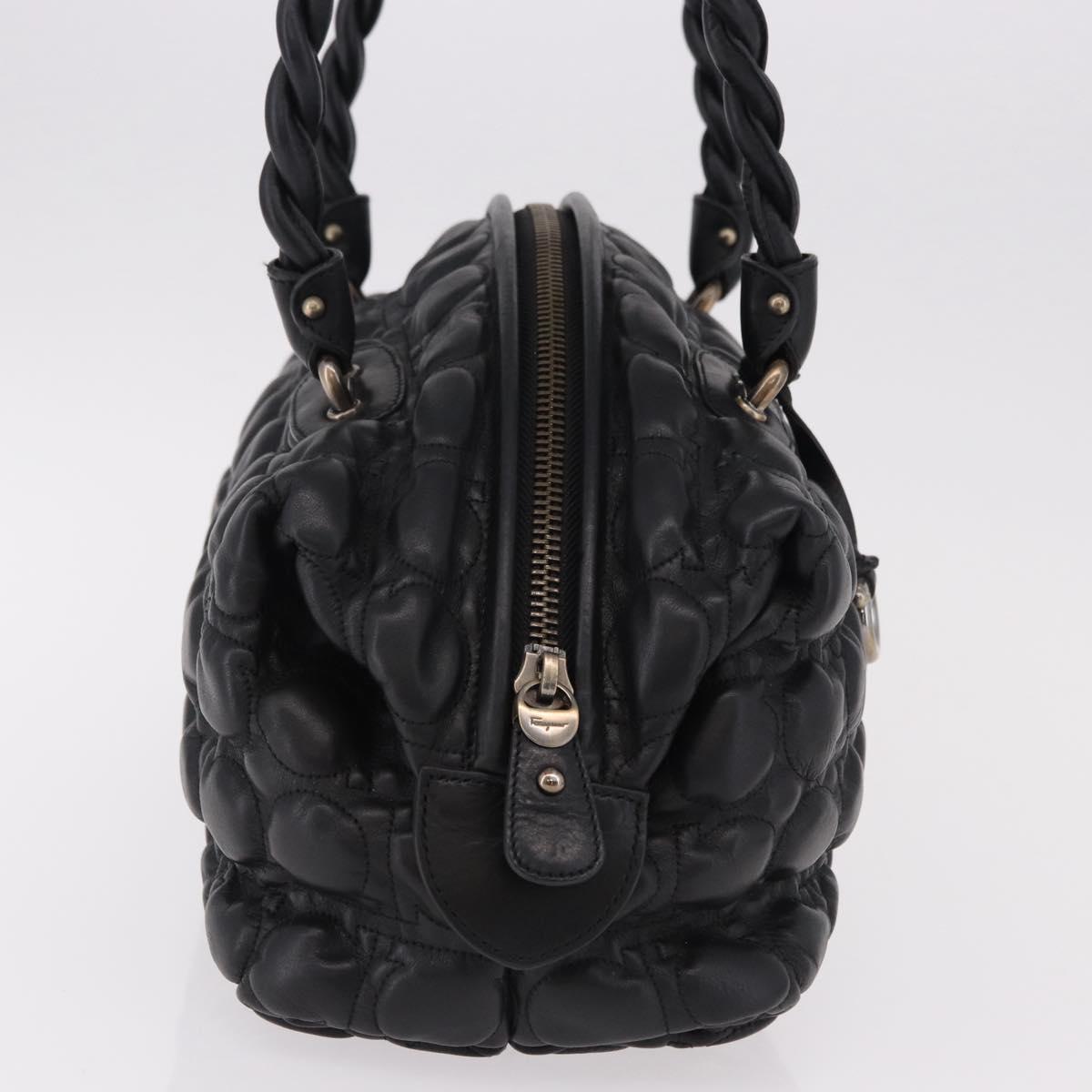 Salvatore Ferragamo Gancini Boston Bag Leather Black Silver Auth 192056V