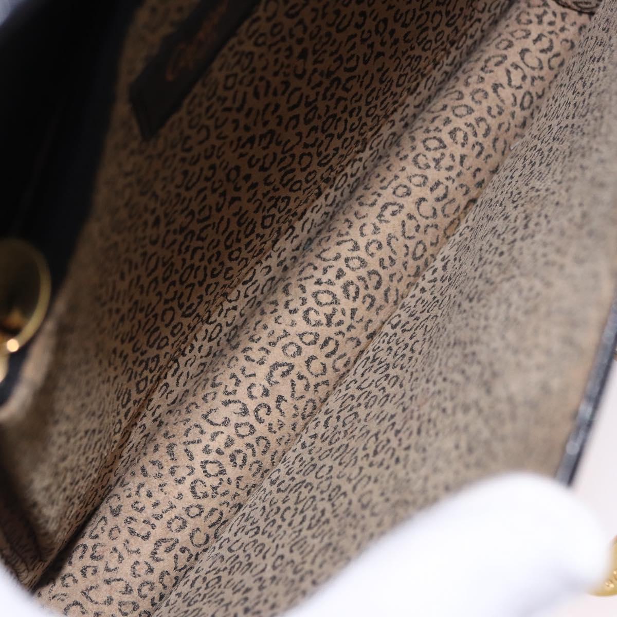 CARTIER PANTHERE Shoulder Bag Leather Black Gold Auth 192063V