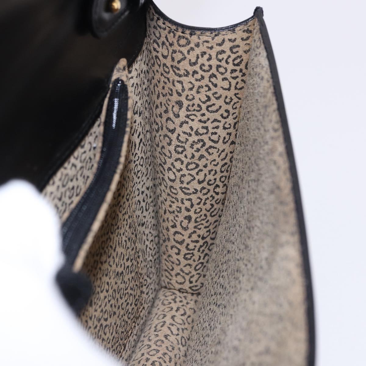 CARTIER PANTHERE Shoulder Bag Leather Black Gold Auth 192063V