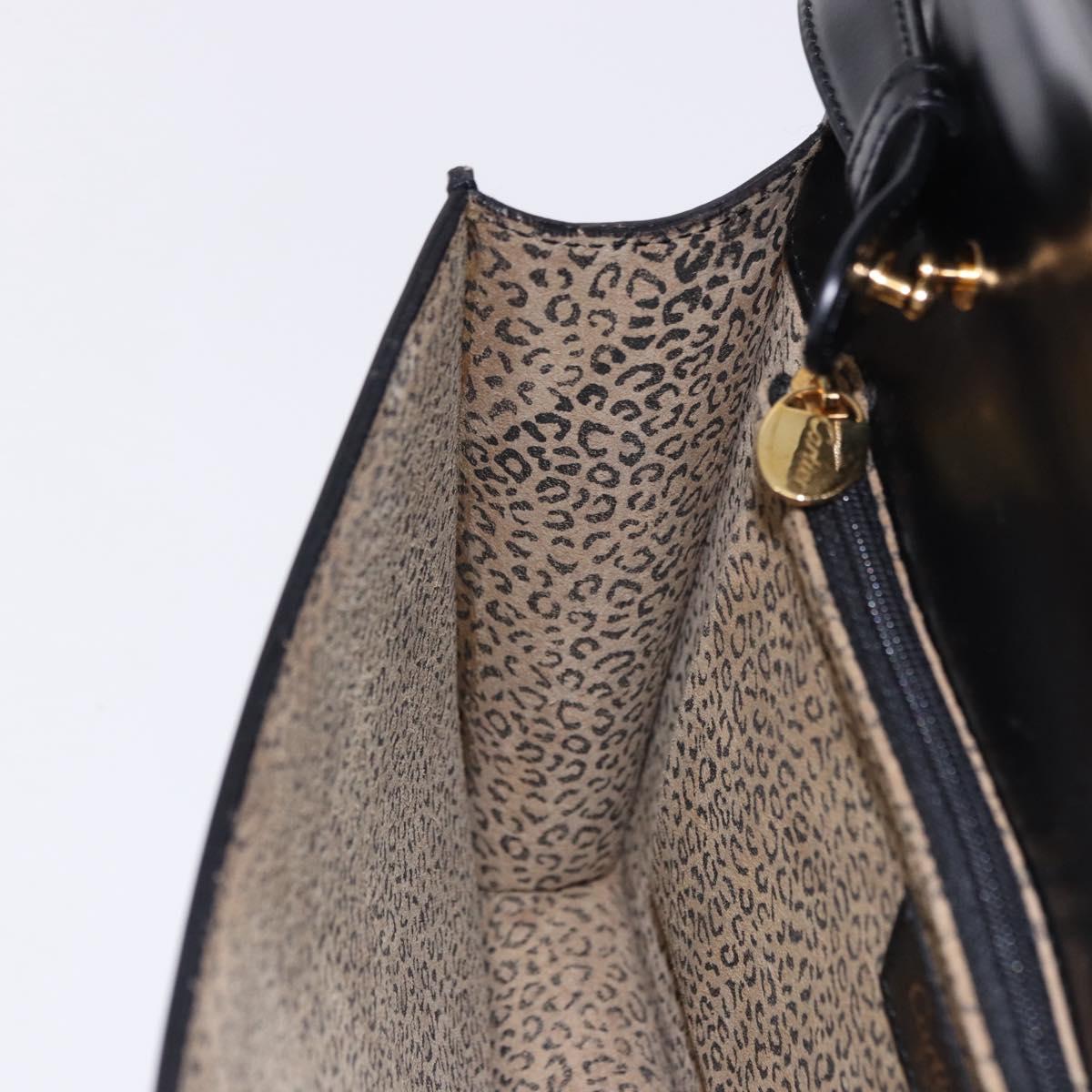 CARTIER PANTHERE Shoulder Bag Leather Black Gold Auth 192063V