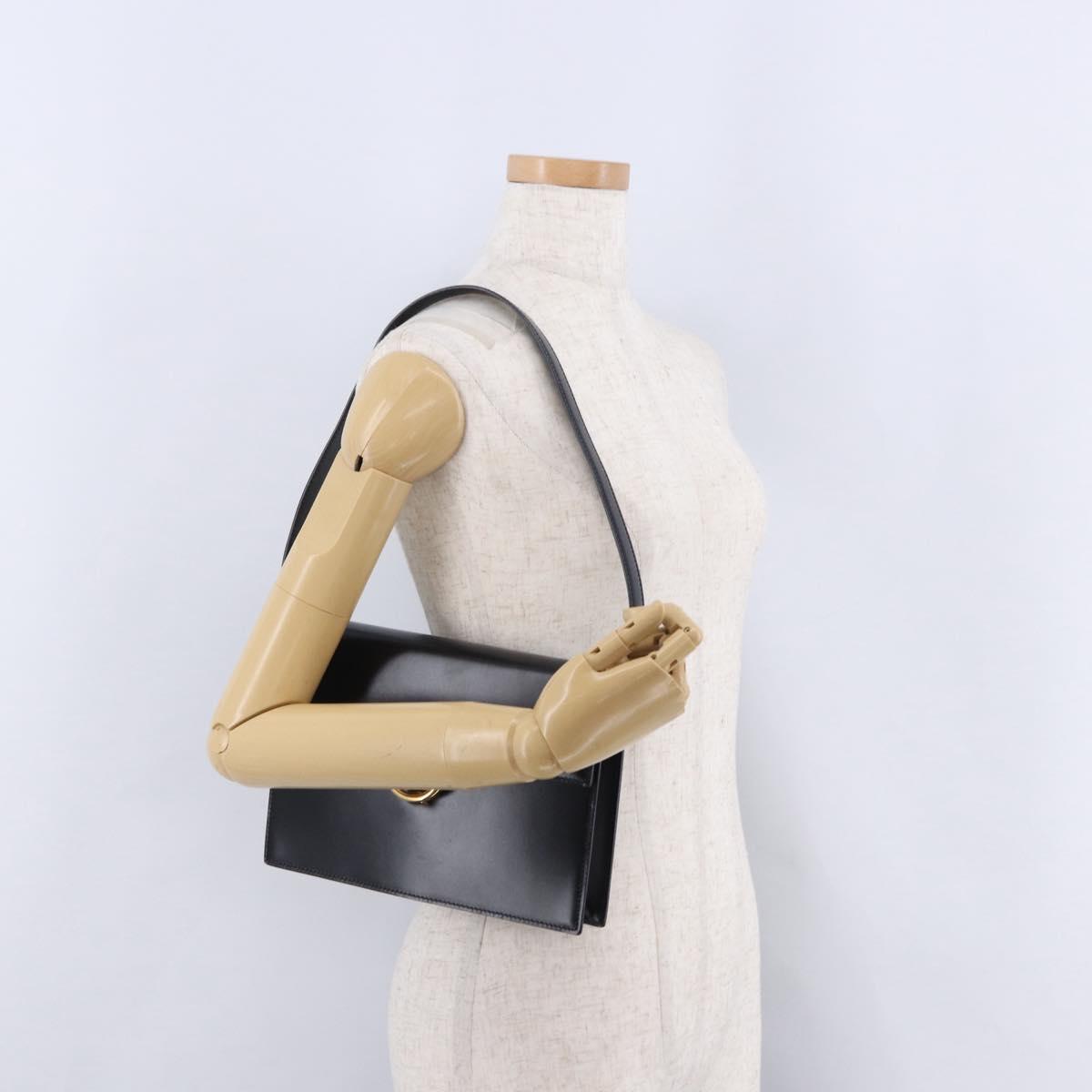 CARTIER PANTHERE Shoulder Bag Leather Black Gold Auth 192063V