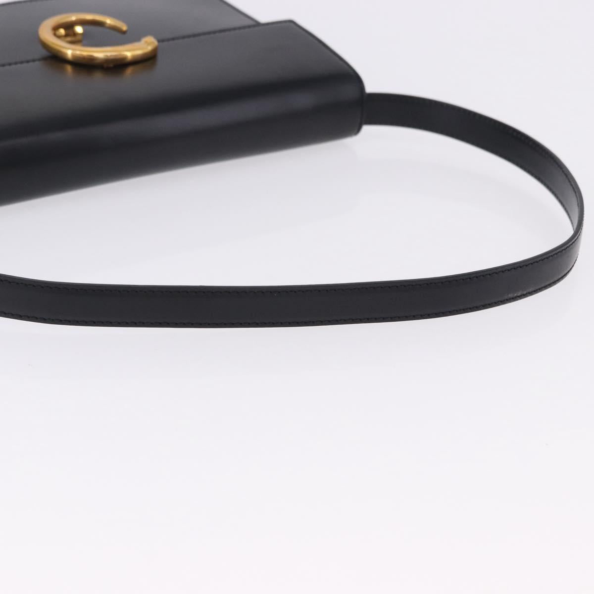 CARTIER PANTHERE Shoulder Bag Leather Black Gold Auth 192063V
