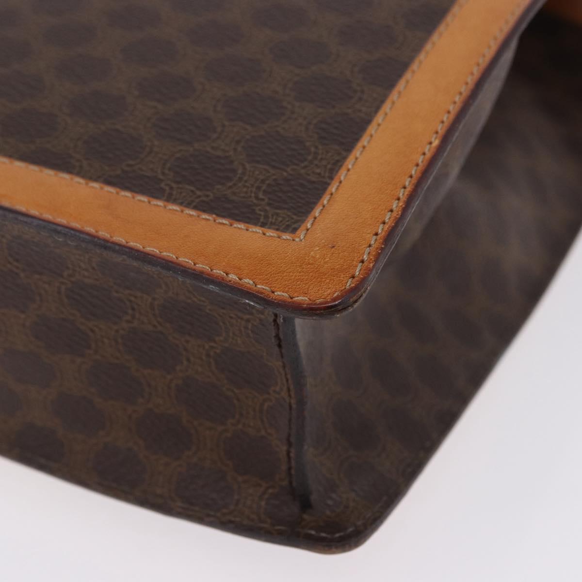 CELINE Macadam Canvas Medallion Hand Bag PVC Leather Brown Gold Auth 192071A