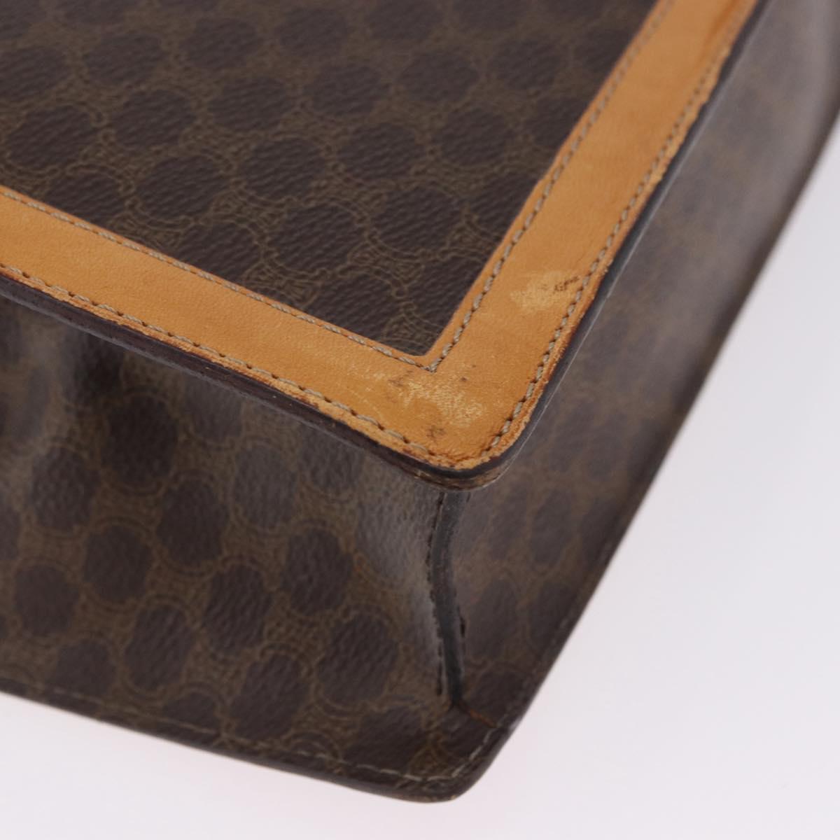 CELINE Macadam Canvas Medallion Hand Bag PVC Leather Brown Gold Auth 192071A