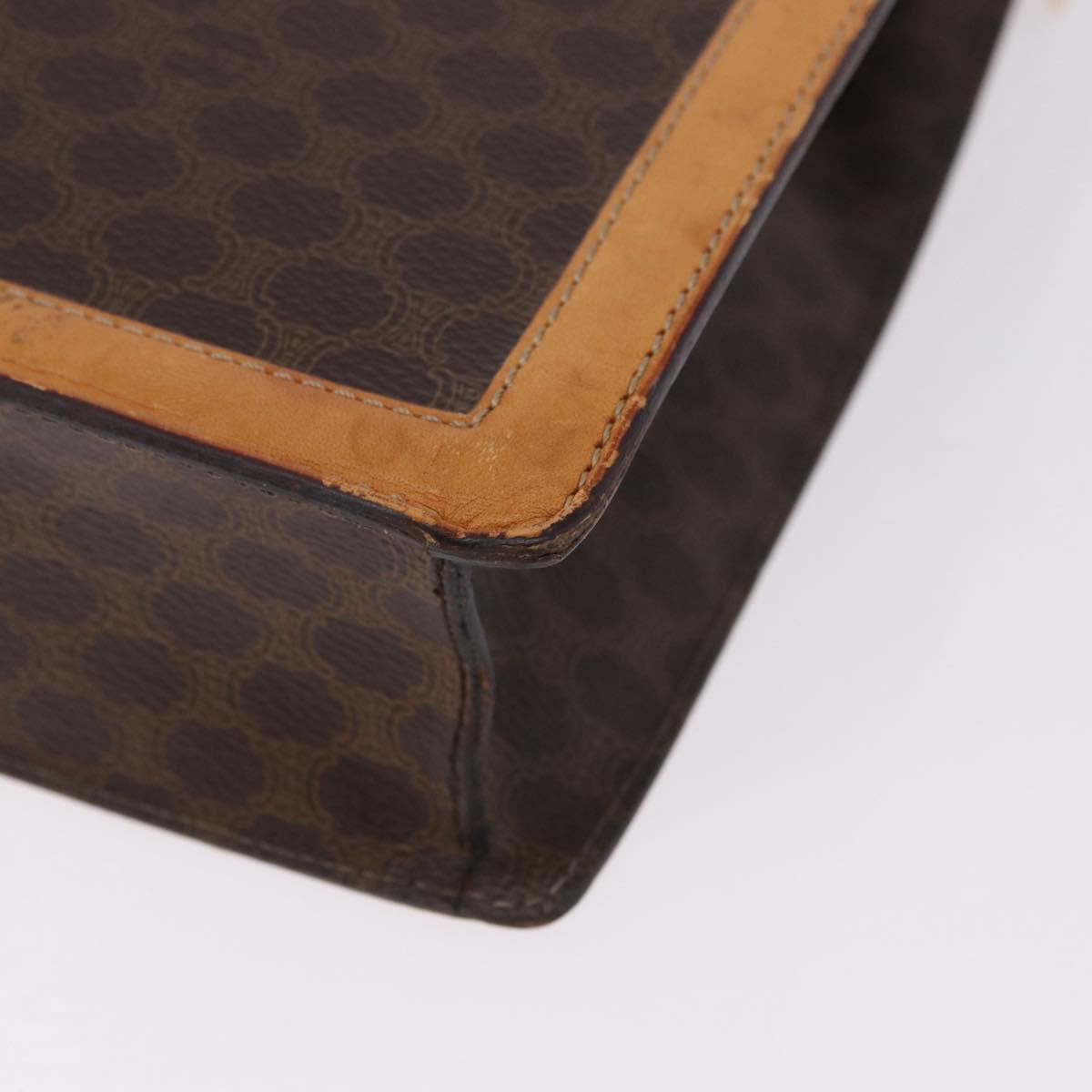 CELINE Macadam Canvas Medallion Hand Bag PVC Leather Brown Gold Auth 192071A