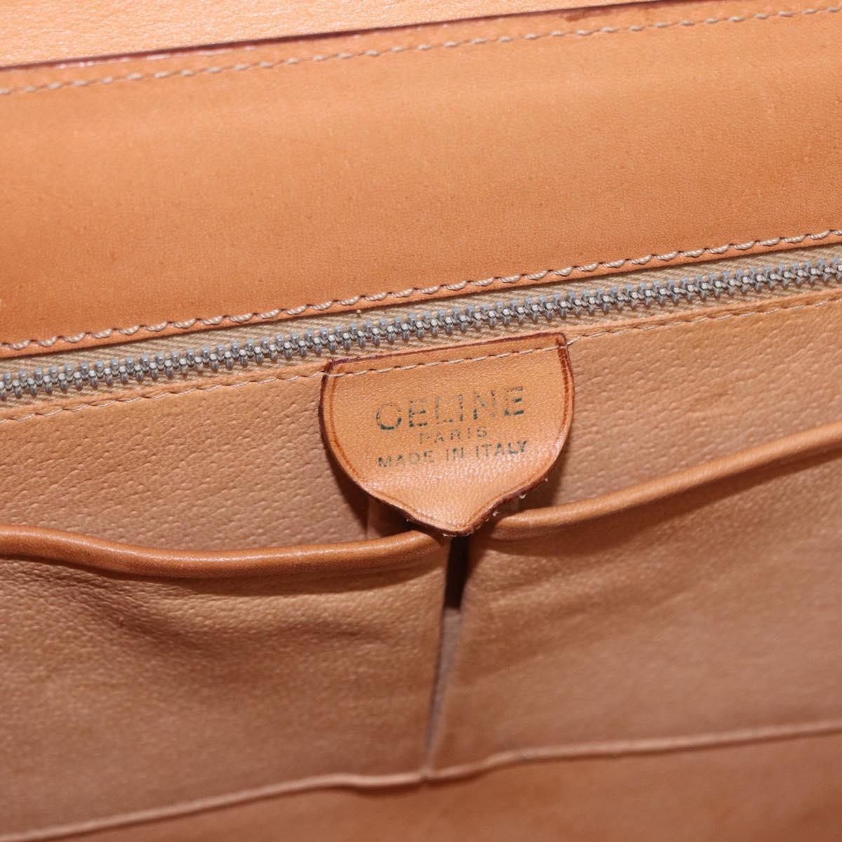 CELINE Macadam Canvas Medallion Hand Bag PVC Leather Brown Gold Auth 192071A