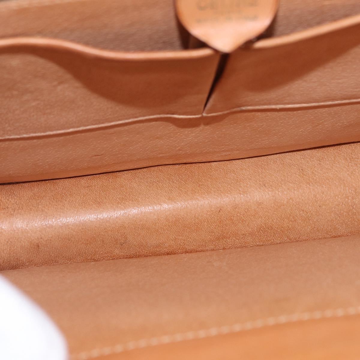 CELINE Macadam Canvas Medallion Hand Bag PVC Leather Brown Gold Auth 192071A
