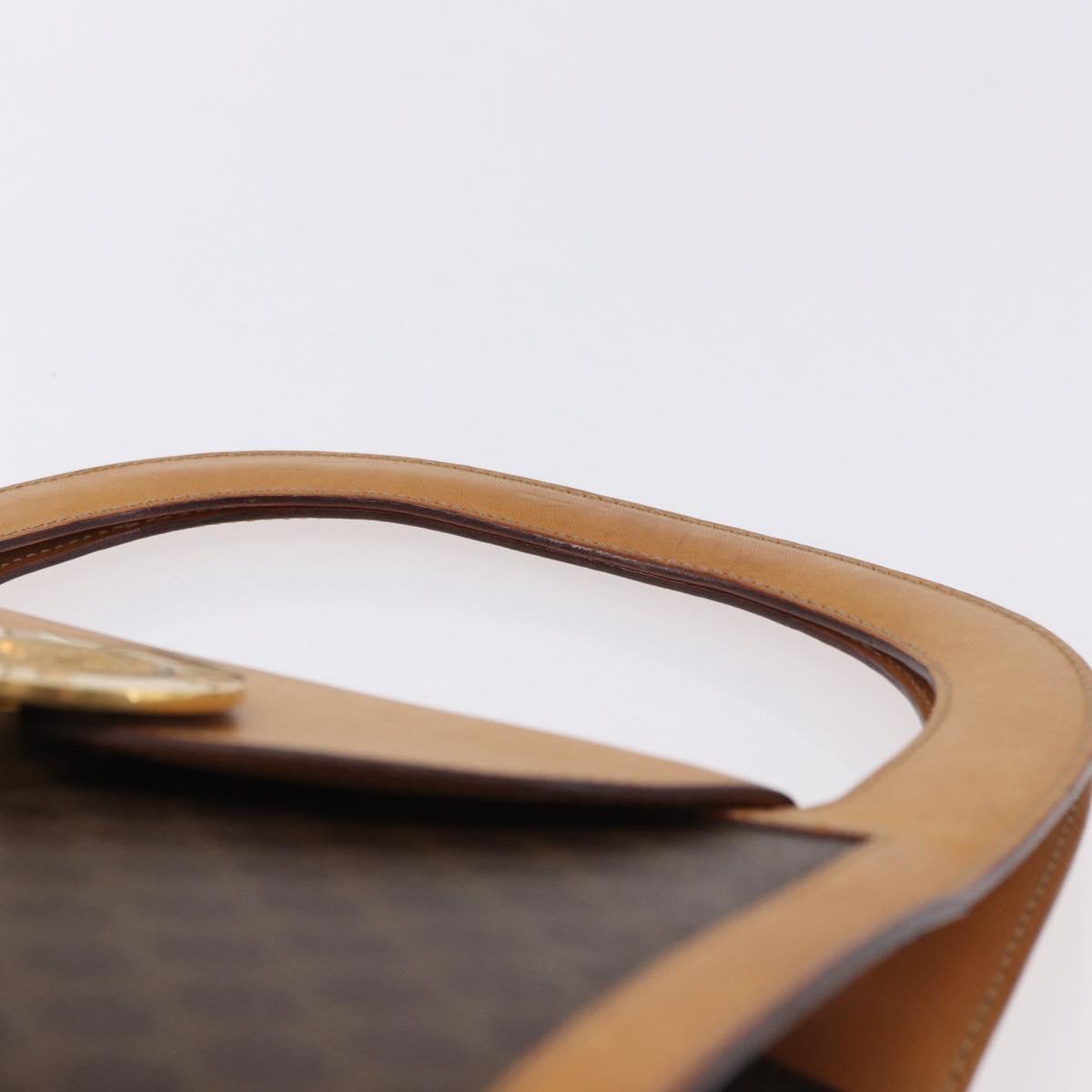 CELINE Macadam Canvas Medallion Hand Bag PVC Leather Brown Gold Auth 192071A