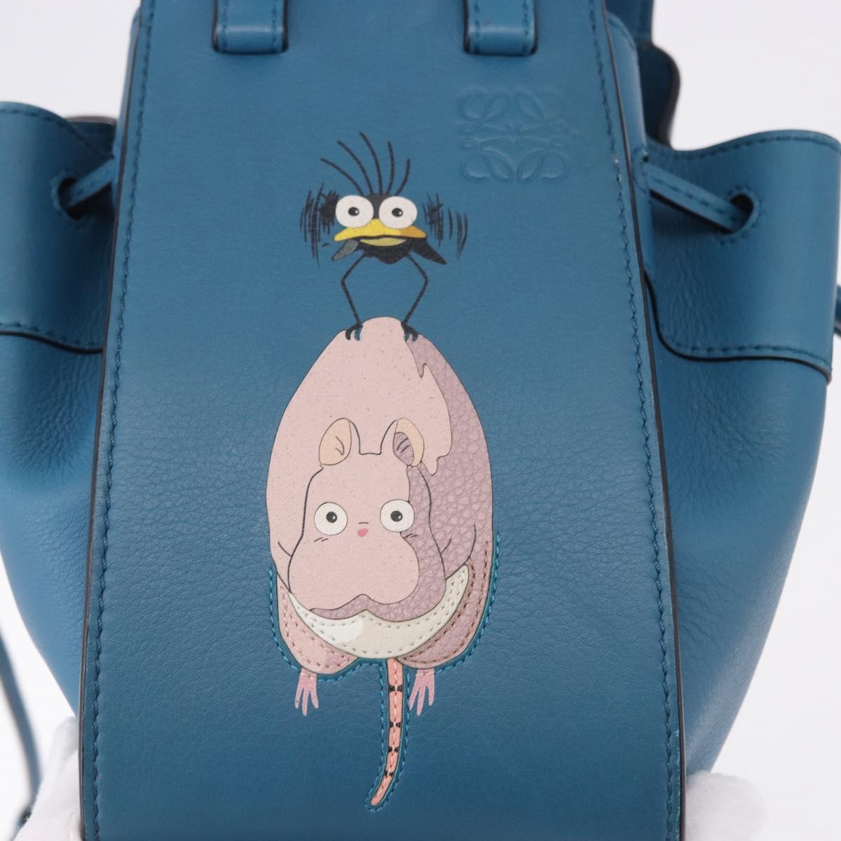LOEWE Ghibli Collaboration Hammock Mini Hand Bag Leather Navy Gold Auth 192072SM