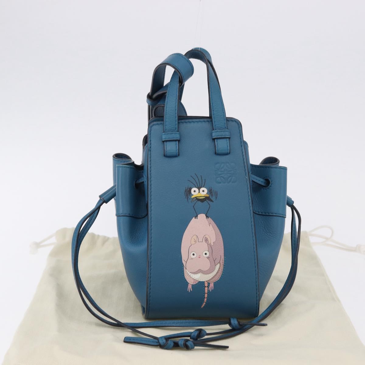 LOEWE Ghibli Collaboration Hammock Mini Hand Bag Leather Navy Gold Auth 192072SM