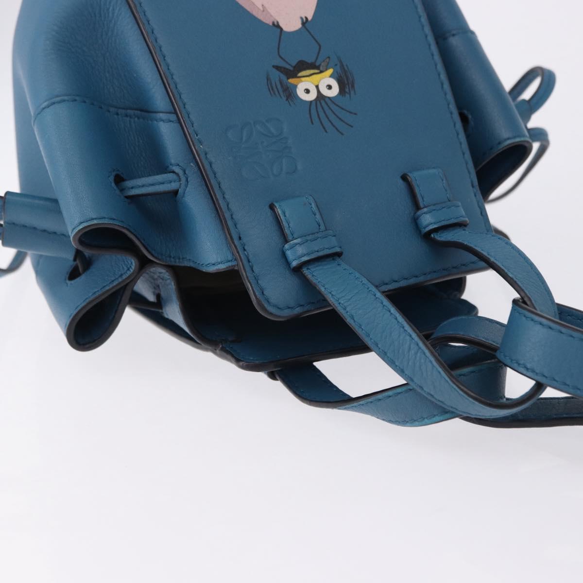 LOEWE Ghibli Collaboration Hammock Mini Hand Bag Leather Navy Gold Auth 192072SM