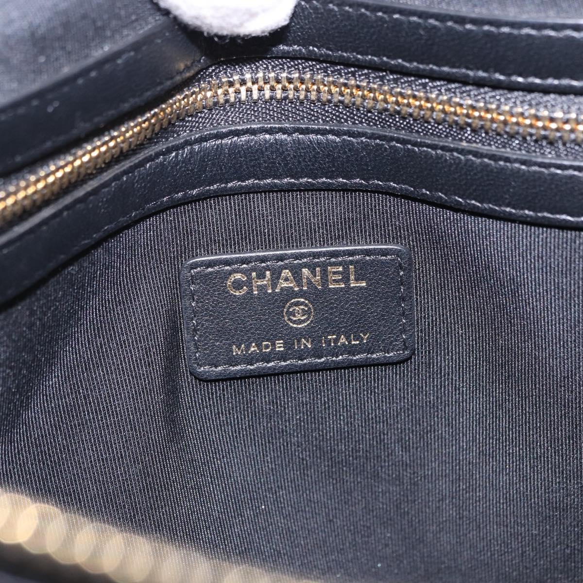 CHANEL Matelasse Clutch Bag Lamb Skin Black Gold CC Auth 192073SAM