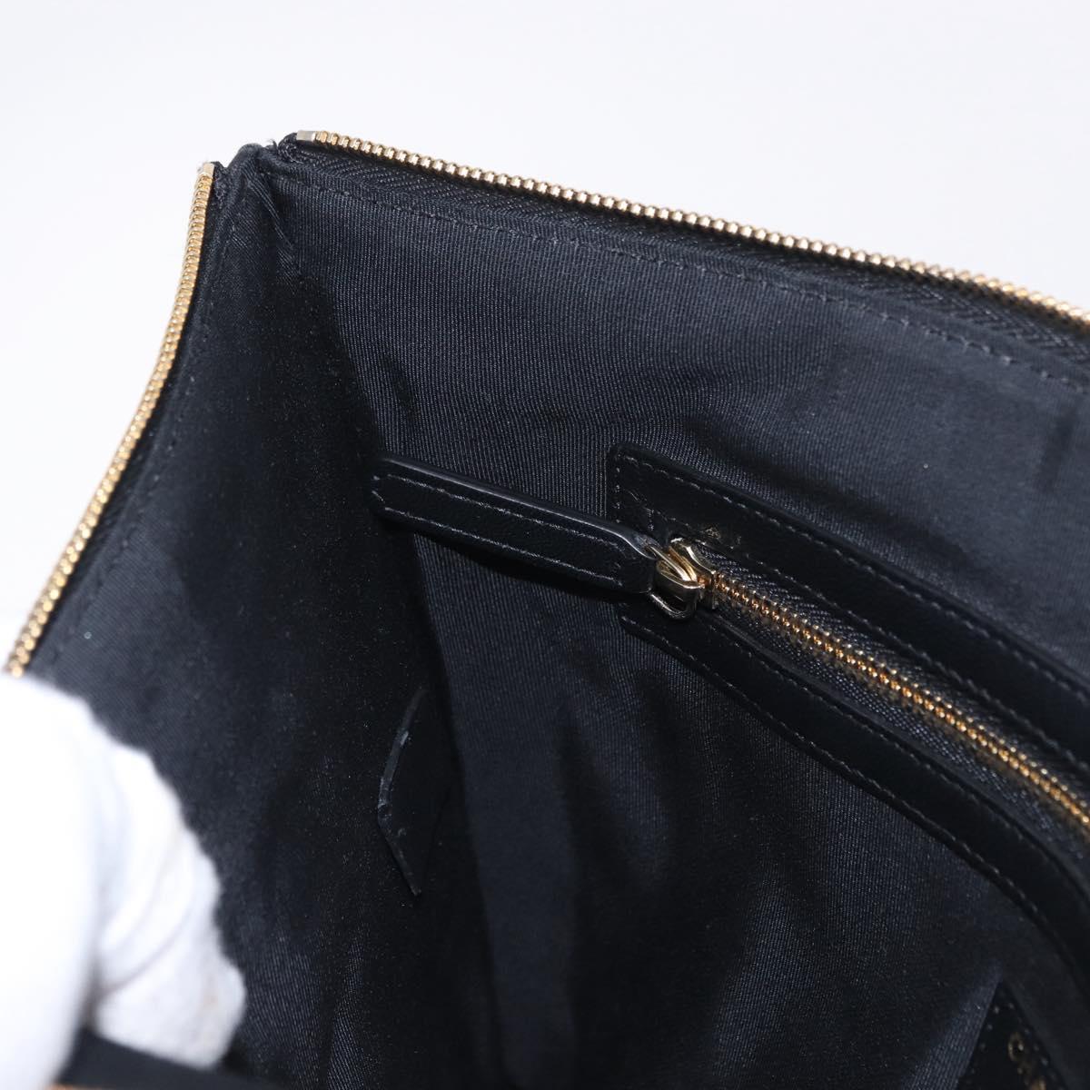 CHANEL Matelasse Clutch Bag Lamb Skin Black Gold CC Auth 192073SAM