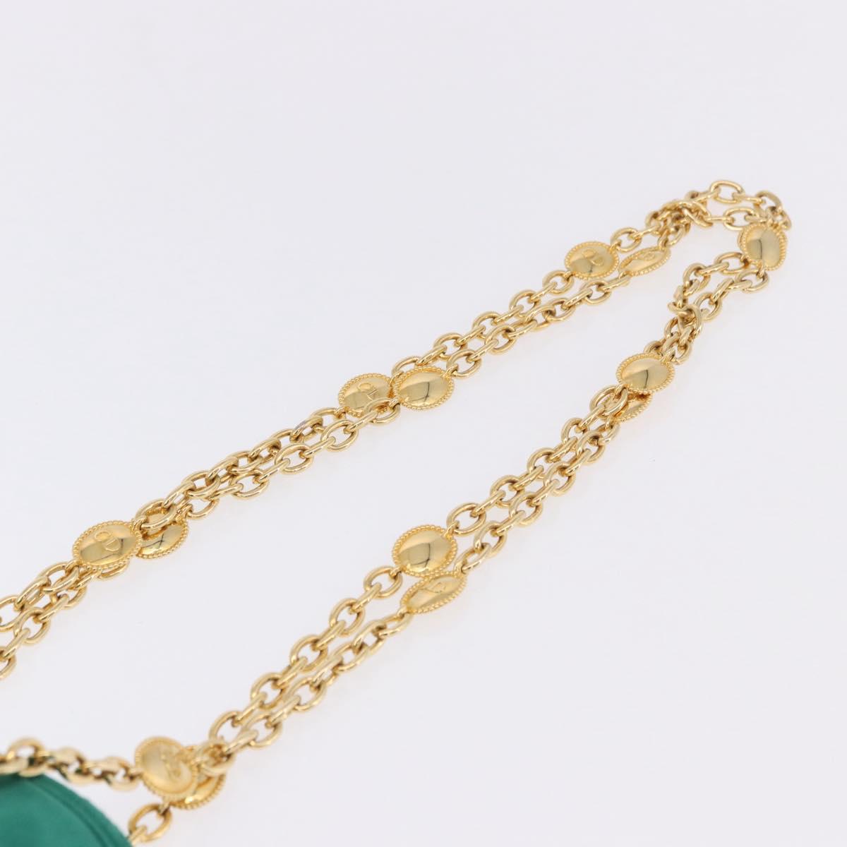 Christian Dior Chain Shoulder Bag Suede Green Gold Auth 192074V