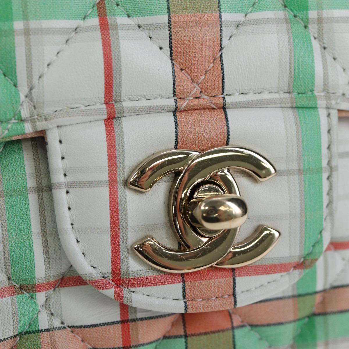 CHANEL Mini Matelasse 20 Chain Bag Lamb Skin Multicolor Gold CC Auth 192077SM