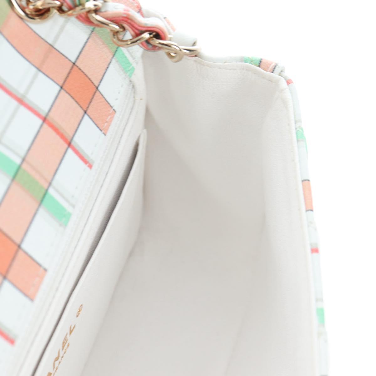 CHANEL Mini Matelasse 20 Chain Bag Lamb Skin Multicolor Gold CC Auth 192077SM