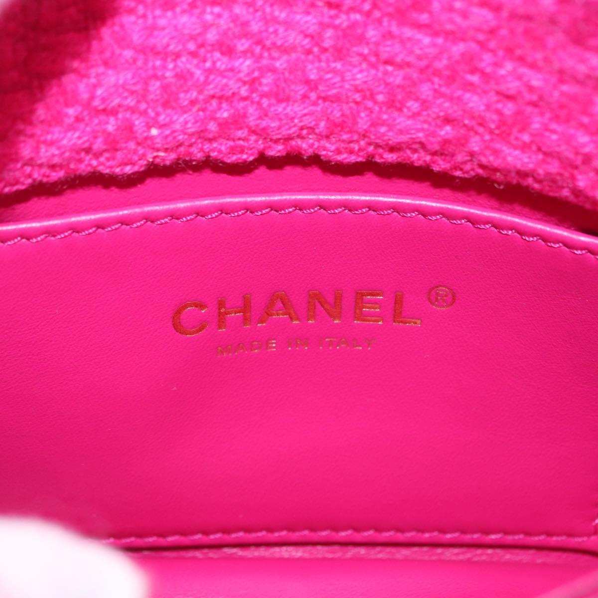 CHANEL Mini Matelasse 18 Chain Shoulder Bag tweed Pink Gold CC Auth 192078SM