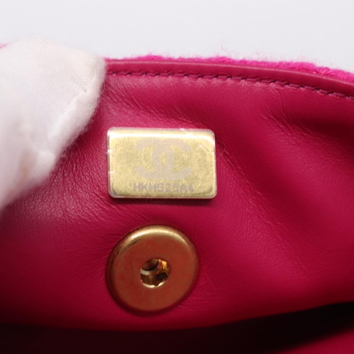 CHANEL Mini Matelasse 18 Chain Shoulder Bag tweed Pink Gold CC Auth 192078SM