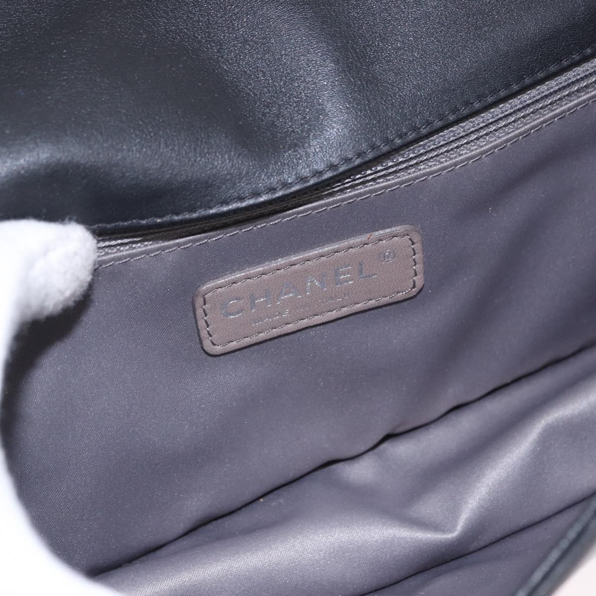 CHANEL Lipstick Chain Shoulder Bag Patent leather Black Silver CC Auth 192079V