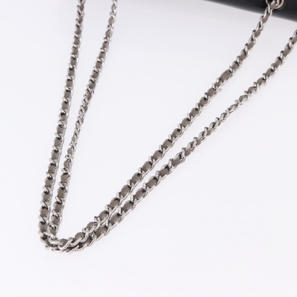 CHANEL Lipstick Chain Shoulder Bag Patent leather Black Silver CC Auth 192079V