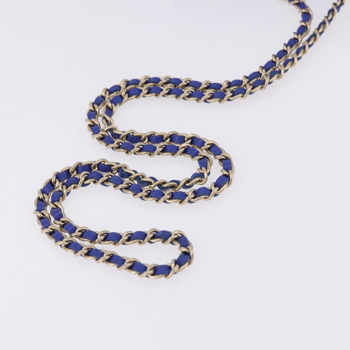 CHANEL Mini Matelasse 17 Chain Shoulder Bag Lamb Skin Blue Gold CC Auth 192080M