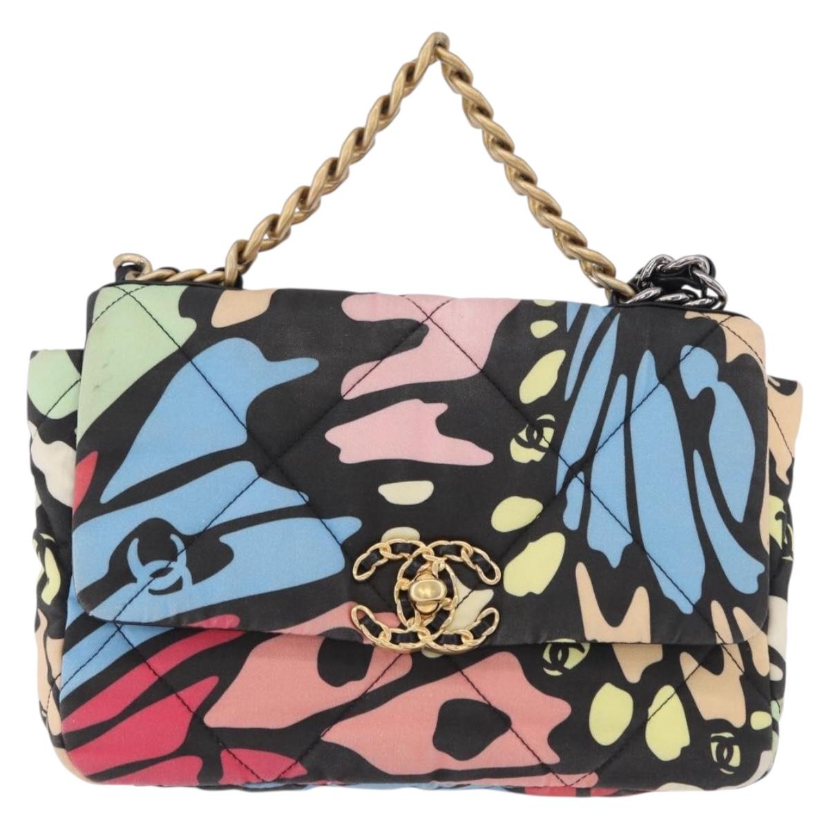 CHANEL Matelasse Chain Shoulder Bag Canvas 2way Multicolor Gold CC Auth 192081M