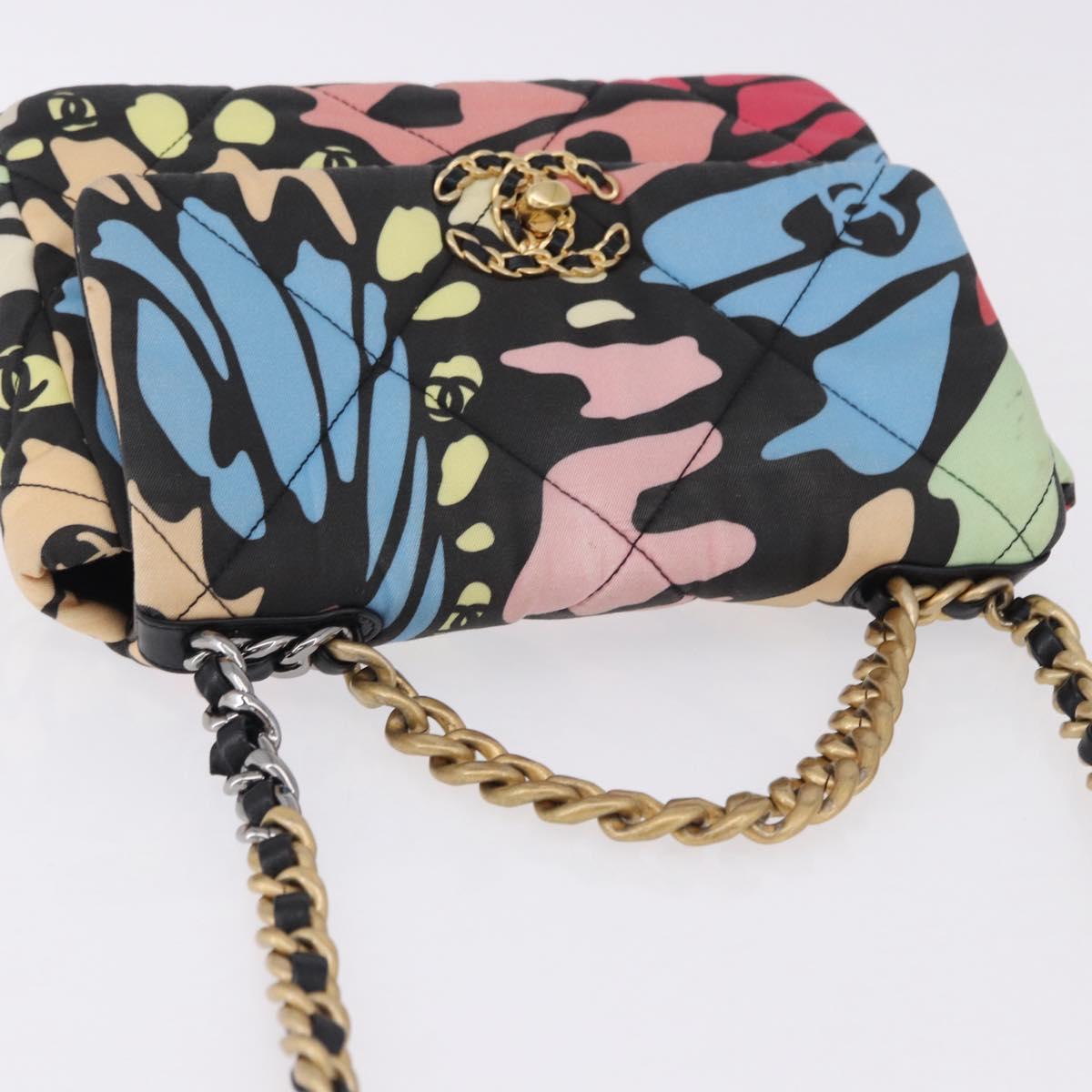 CHANEL Matelasse Chain Shoulder Bag Canvas 2way Multicolor Gold CC Auth 192081M