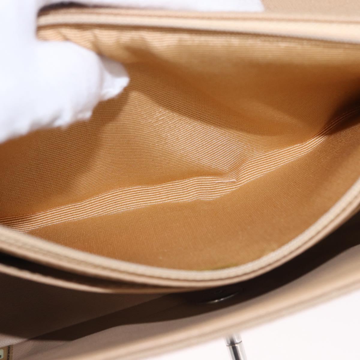 CHANEL Matelasse 25 Chain Shoulder Bag Cotton Beige Silver CC Auth 192083A