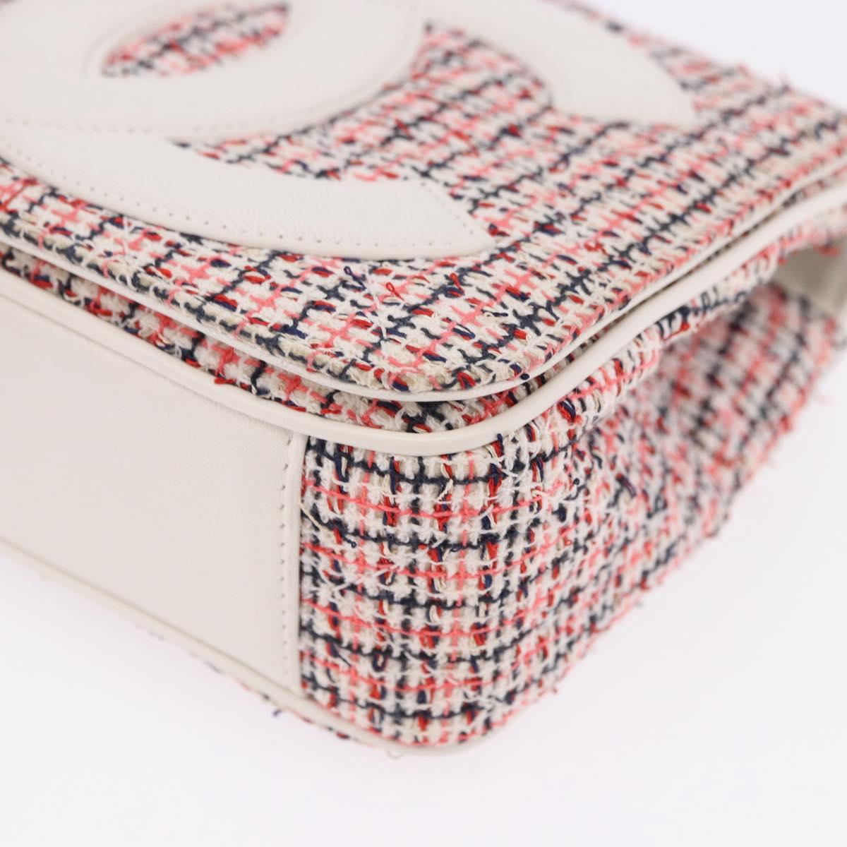 CHANEL Matelasse Chain Shoulder Bag Tweed Red Gold CC Auth 192084SAM