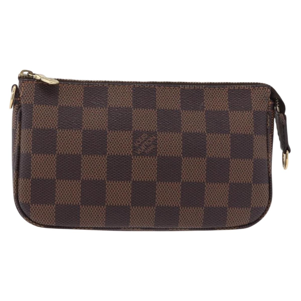 LOUIS VUITTON Damier Ebene Mini Pochette Accessoires Pouch N58009 Auth 192091V